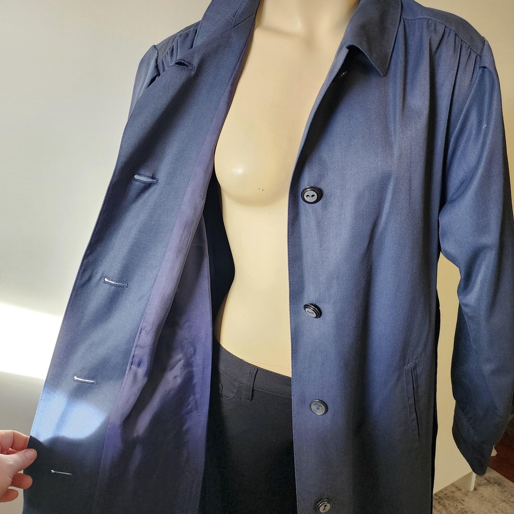 Women's 38 Quintett Moden Blueish Gray Full Length Trench Coat